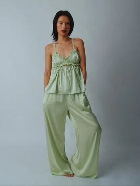 Allina Liu Kali Top Green Lingerie Pajama Sexy Green Cut Out Spring Womens XS